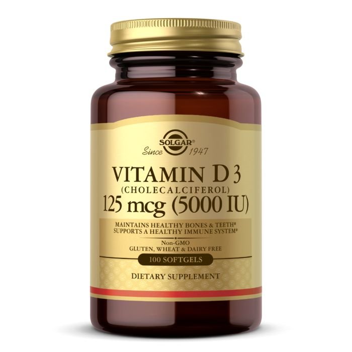 Витамины и минералы Solgar Vitamin D3 125 mcg, 100 капсул,  мл, Solaray. Витамины и минералы. Поддержание здоровья Укрепление иммунитета 