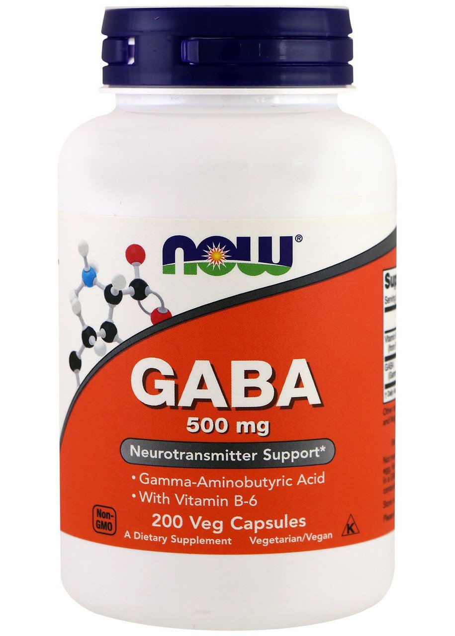 GABA 500 mg Now (гама-аміномасляна кислота) 200 caps,  ml, Now. Suplementos especiales. 