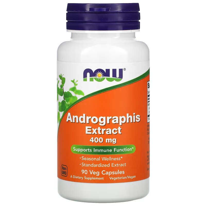 Натуральная добавка NOW Andrographis 400 mg, 90 вегакапсул,  мл, Now. Hатуральные продукты. Поддержание здоровья 